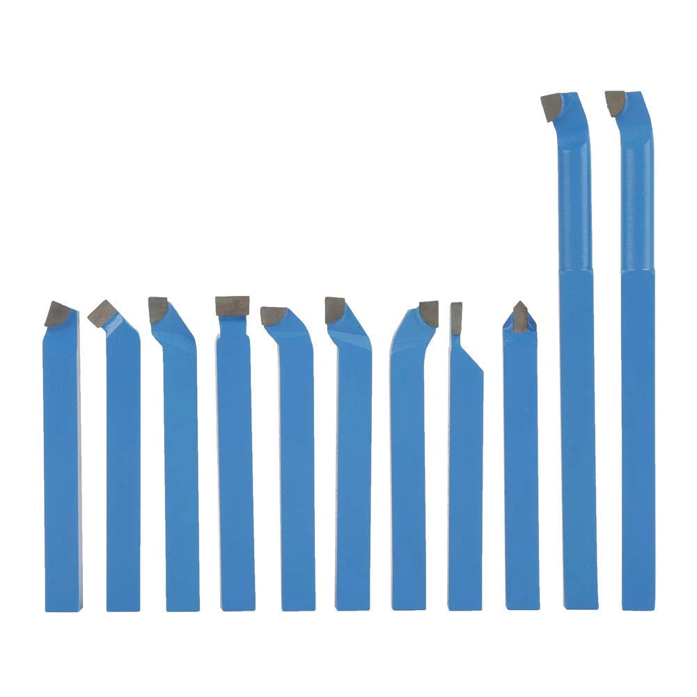 Set di utensili per tornitura da 11 pezzi 8 mm, utensile per tornio in metallo duro saldato con custodia in legno per torni generali, semiautomatici e automatici