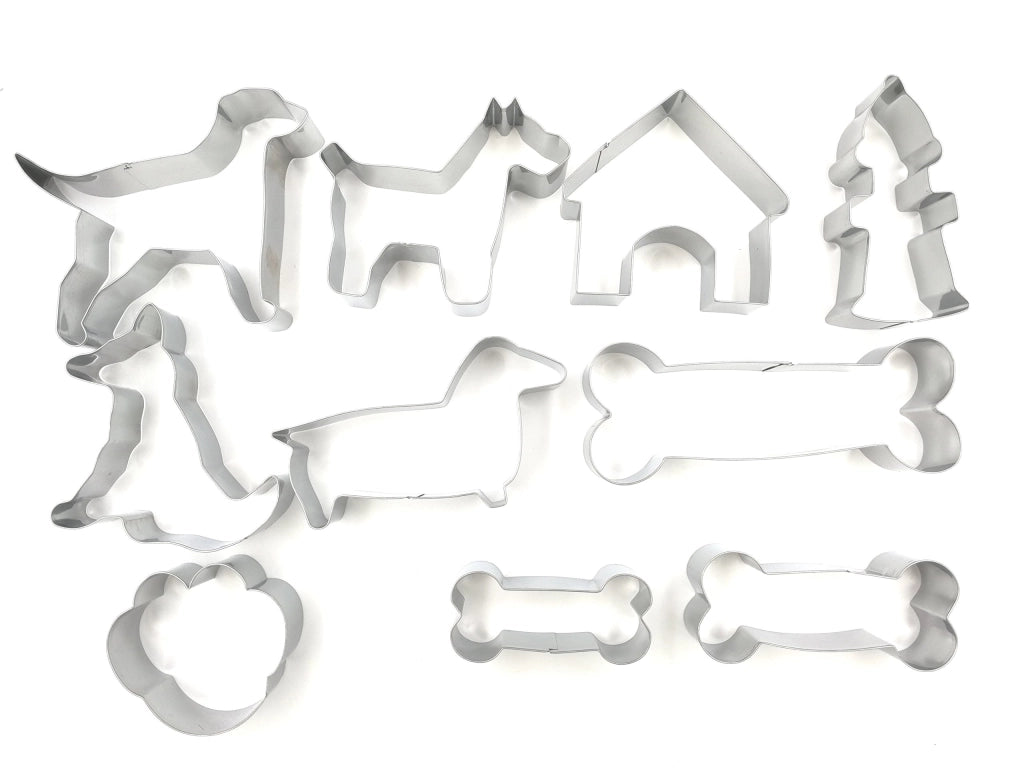 Set di formine per biscotti a forma di cani, 10 pezzi, in acciaio inossidabile