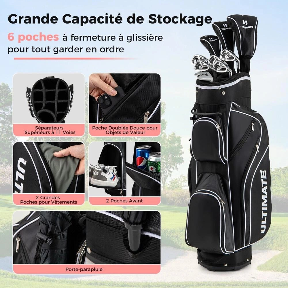 Set Completo di Mazze da Golf per Donna Destrorsa con Sacca da Trasporto Nero Leggero e Resistente