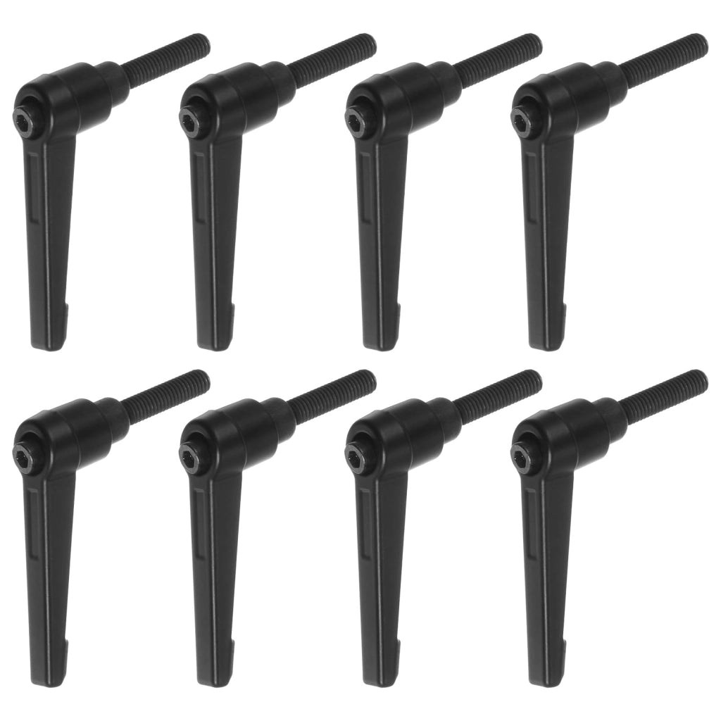 8 maniglie a leva di serraggio M6 x 25 mm, nere, regolabili