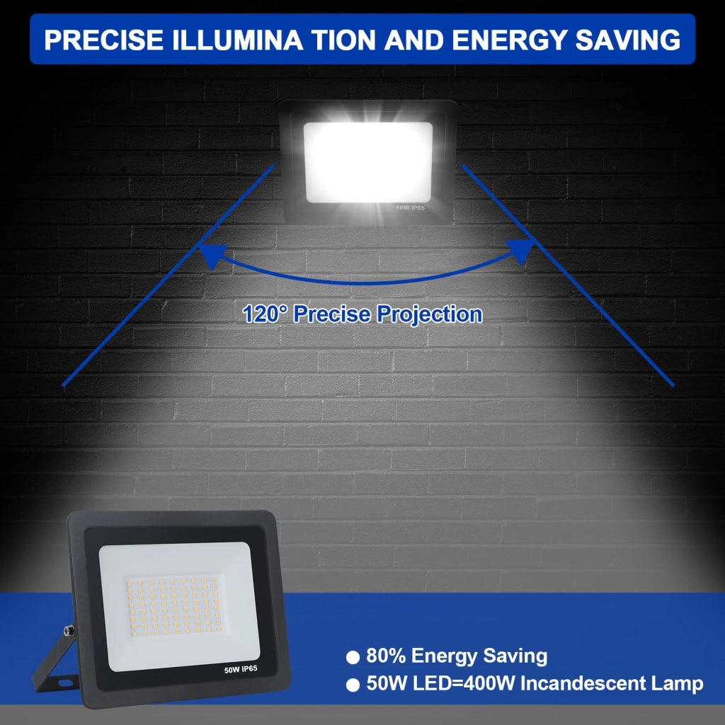 Proiettore LED da esterno 50 W, bianco caldo 3000 K, 5000 lumen, 72 LED, IP65 resistente all'acqua, nero, per giardino, garage, campo sportivo, cortile