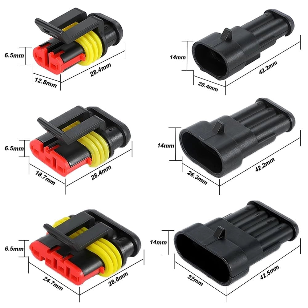 Set di 12 connettori impermeabili per cavi, con 2/3/4 pin, grado di protezione IP65