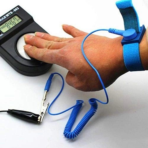 Braccialetto antistatico con cavo, colore blu, 1 Megaohm, protezione ESD