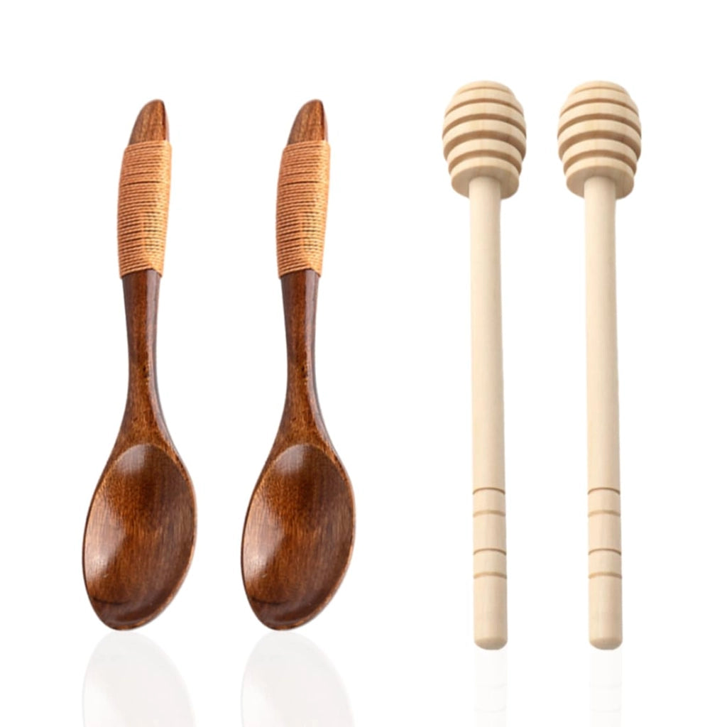 4 cucchiaini di legno per il miele, 14 e 15 cm, ideali per le spirali di miele