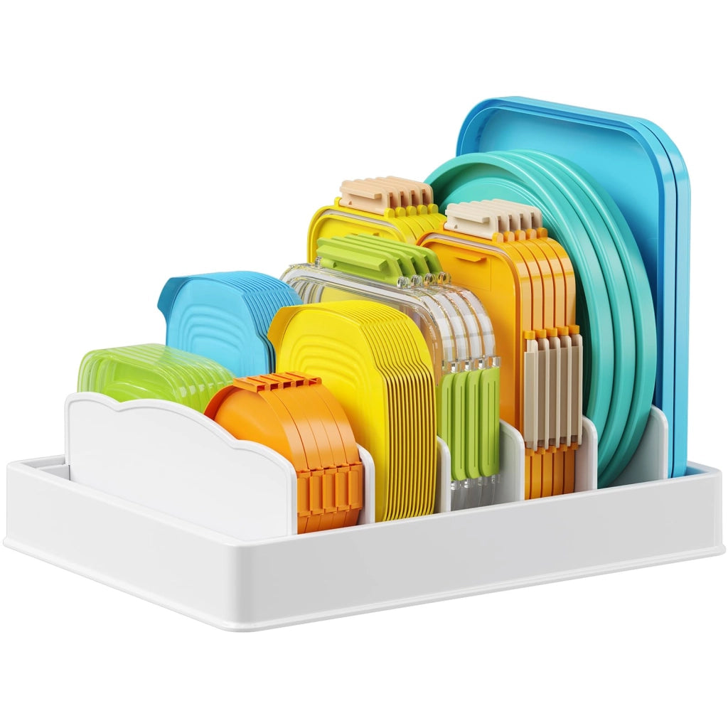 Organizzatore per coperchi da cucina, con 7 scomparti, regolabile, dimensioni 33x25,4x9,2 cm