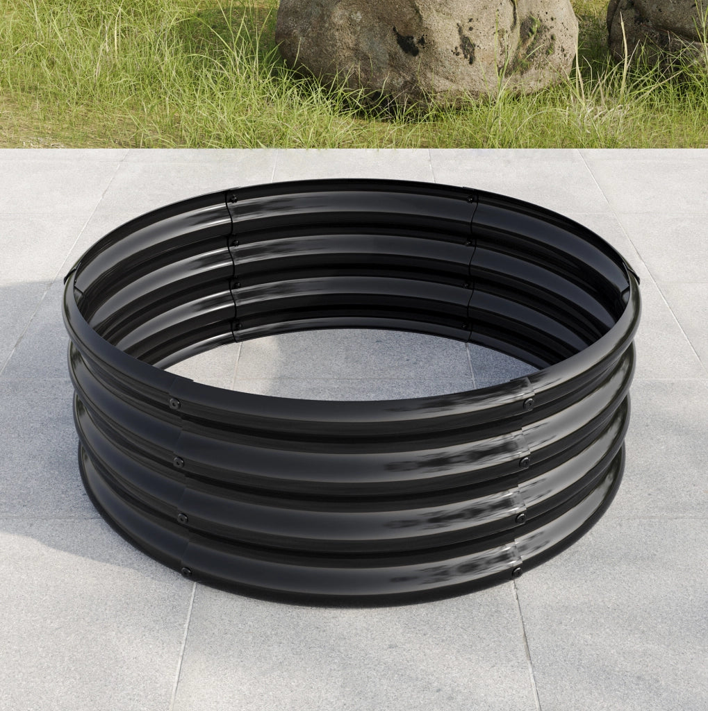 AIUOLA RIALZATA 45,72 x 45,72 x 30,48 cm in acciaio zincato nero a fondo aperto