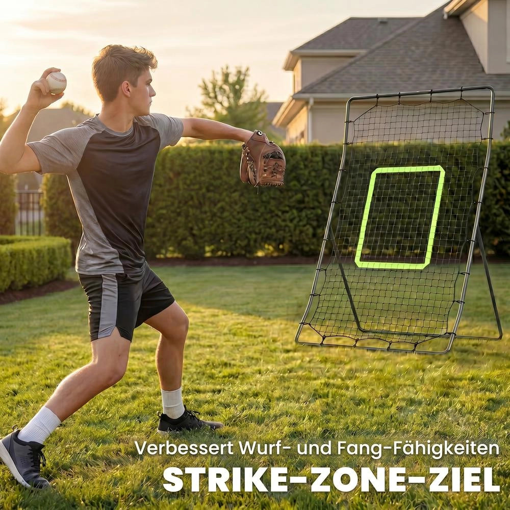 Rete da allenamento rebounder per baseball con telaio in metallo e bersaglio, rete rimbalzo robusta con 21 elastici