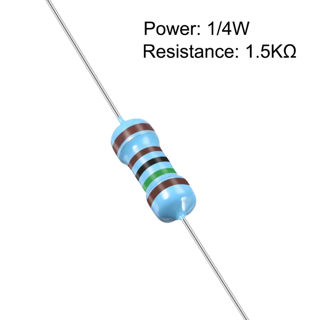 Resistenza in pellicola metallica, 300x, 1,5 kΩ, 0,25 W, 1/4 W, tolleranza ±1%