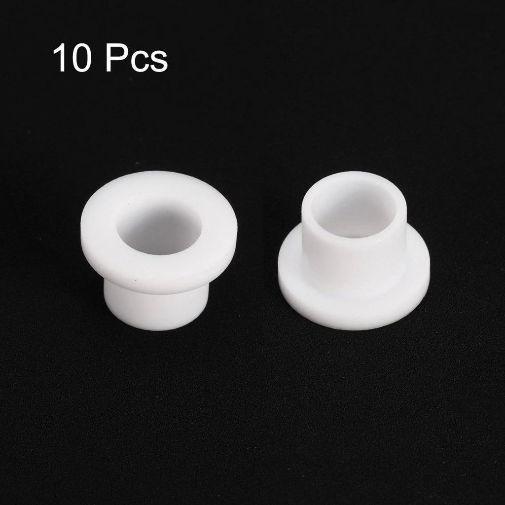 10 boccole a flangia in nylon, diametro interno 8,2 mm x diametro esterno 10,2 mm, lunghezza 9,5 mm, colore bianco