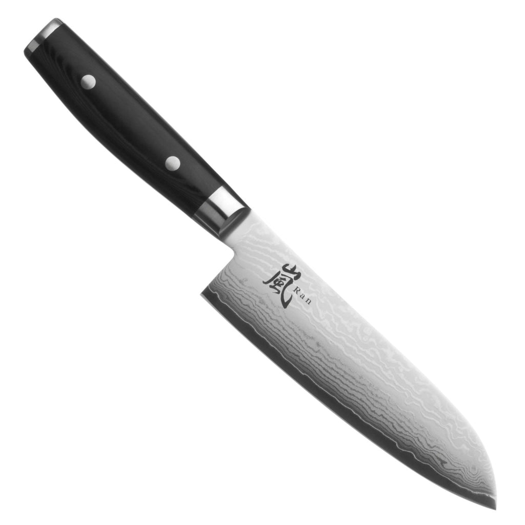 Coltello Santoku RAN, 16 cm, acciaio a 34 strati, manico in Micarta, finitura argentata