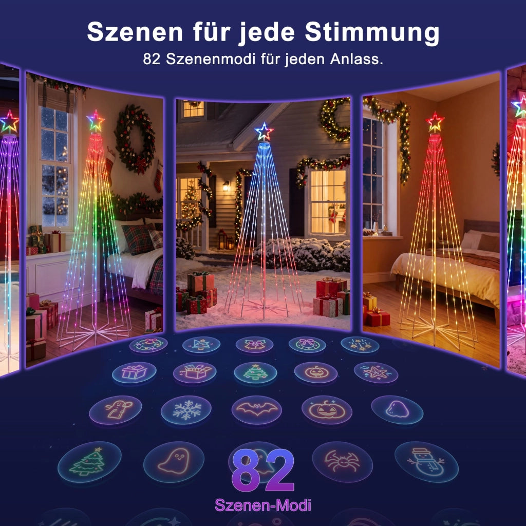 Albero decorativo a forma di cono, altezza 1,8 metri, 240 LED, colori RGB, con telecomando