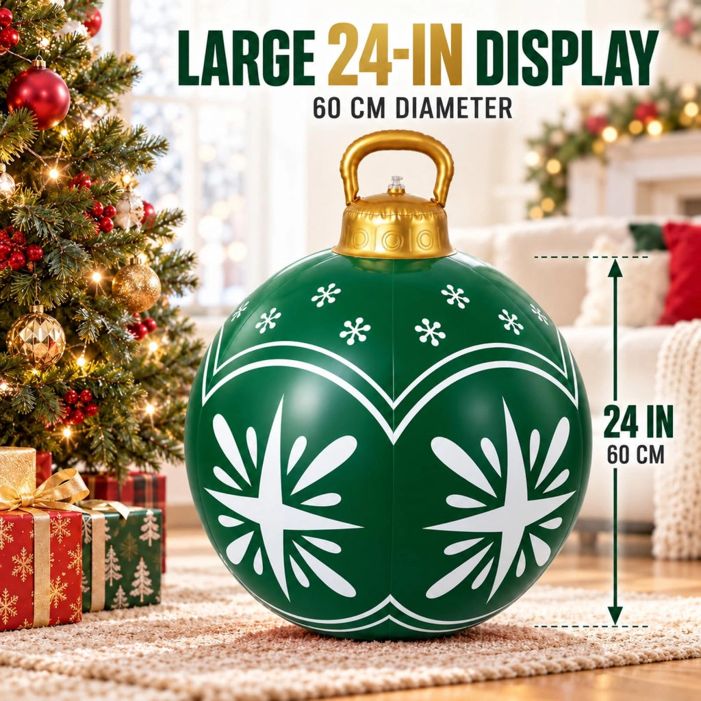 Palla di Natale gonfiabile da 60 cm con luci LED, dimensioni extra large, verde, realizzata in PVC impermeabile