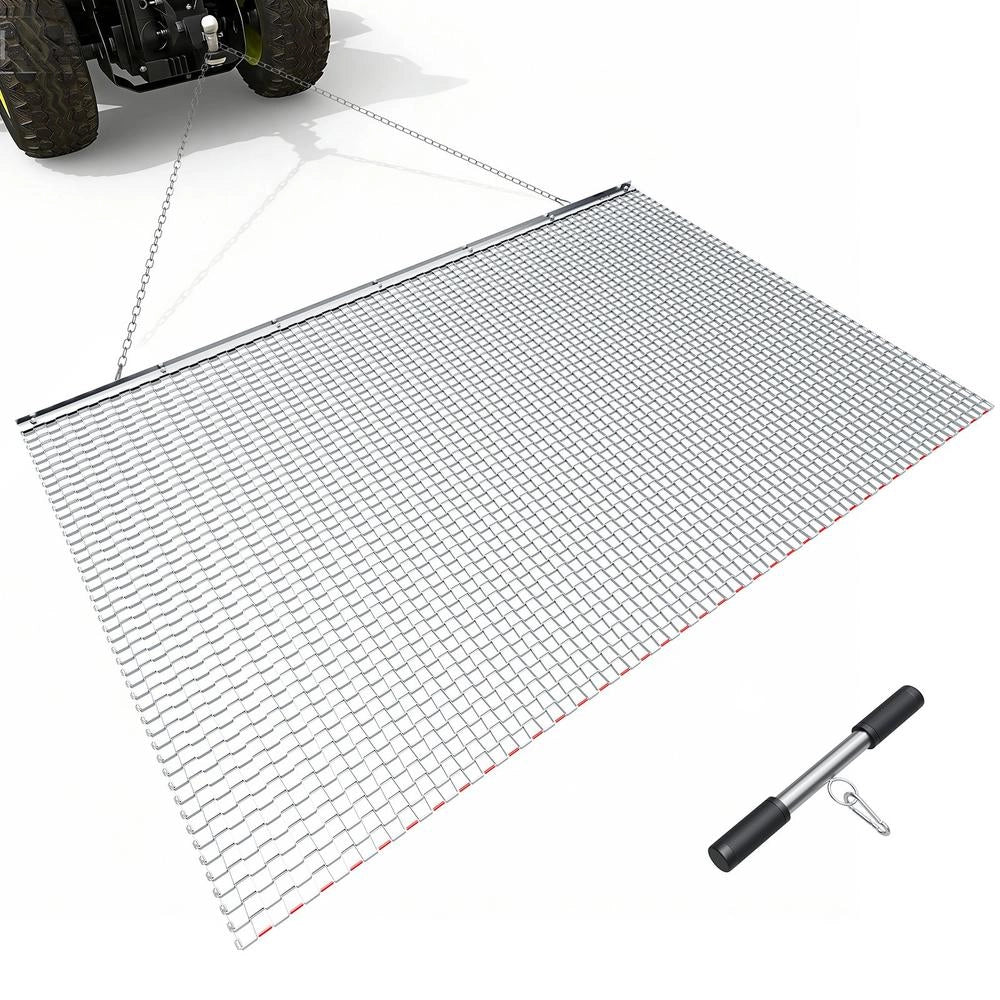 Erpice a Catena Trainato YR66X4FT in Acciaio Zincato 201x122 cm Rete Livellatore per ATV e Trattorini Prato Giardino