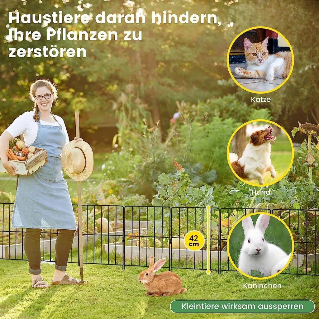 Recinzione da giardino in metallo, set da 25 pezzi, altezza 61 cm, colore nero, pieghevole