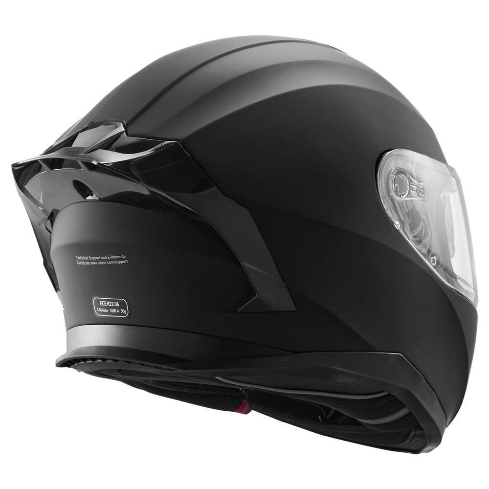 Casco da Moto Integrale WLT-169 in ABS Nero con Slot Bluetooth e Doppia Lente, Casco Motocross Resistente Taglia M 57-58 cm