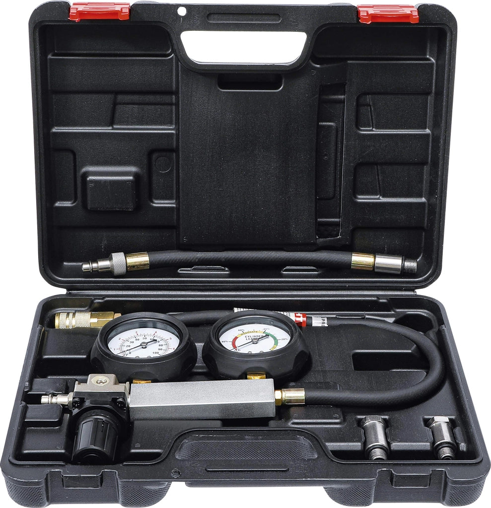 Tester di perdita di pressione del motore con adattatori M12 x 1,25 e M14 x 1,25, per motori a benzina