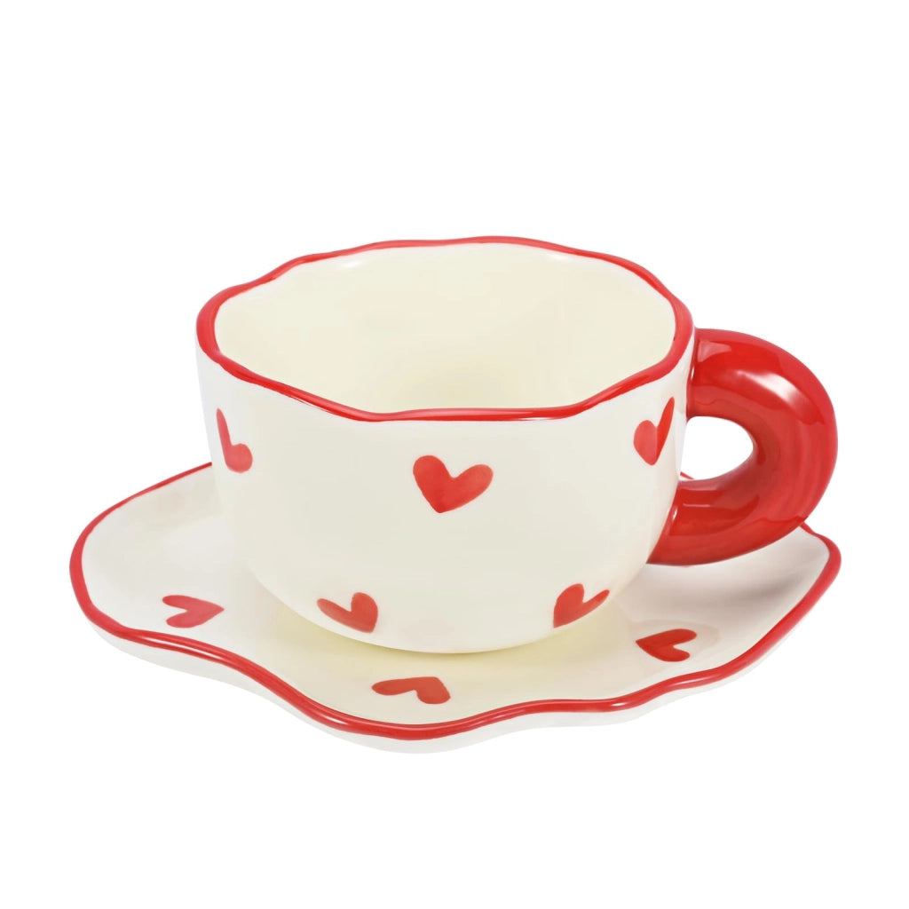 Set di tazze da caffè in Vetroceramica, design a cuore, capacità 180 ml, confezione da 2 pezzi