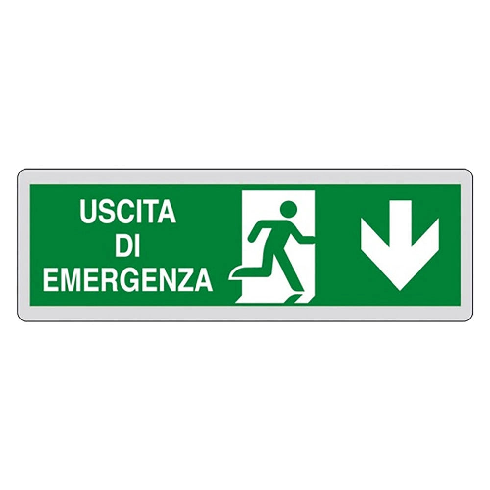ETICHETTA SEGNALETICA USCITA EMERGENZA IN BASSO