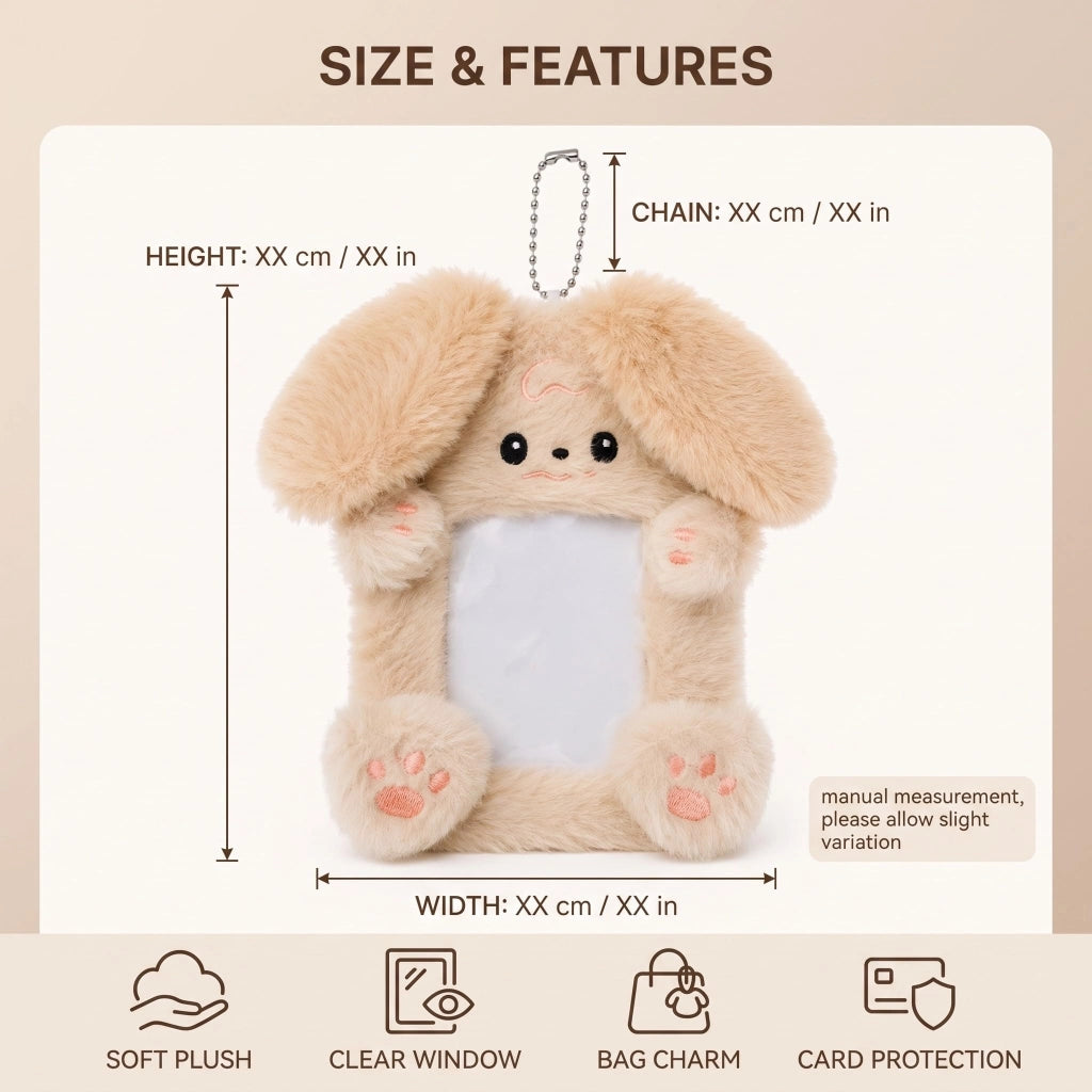 Custodia per foto in peluche a forma di cane, colore marrone, confezione singola, portafoto per collezionisti
