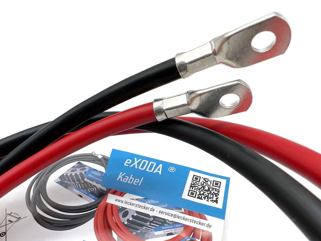 Set di cavi per batteria, sezione 35 mm², lunghezza 100 cm, con terminali M6, rosso e nero