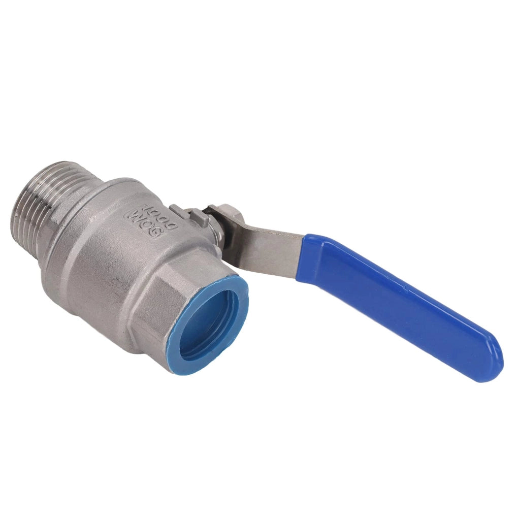 Valvola a sfera, 1 pollice, filettatura interna/esterna, acciaio inossidabile, raccordo NPT