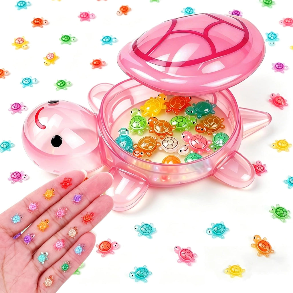 200 mini-tartarughe, luminose, con una grande tartaruga in resina, rosa