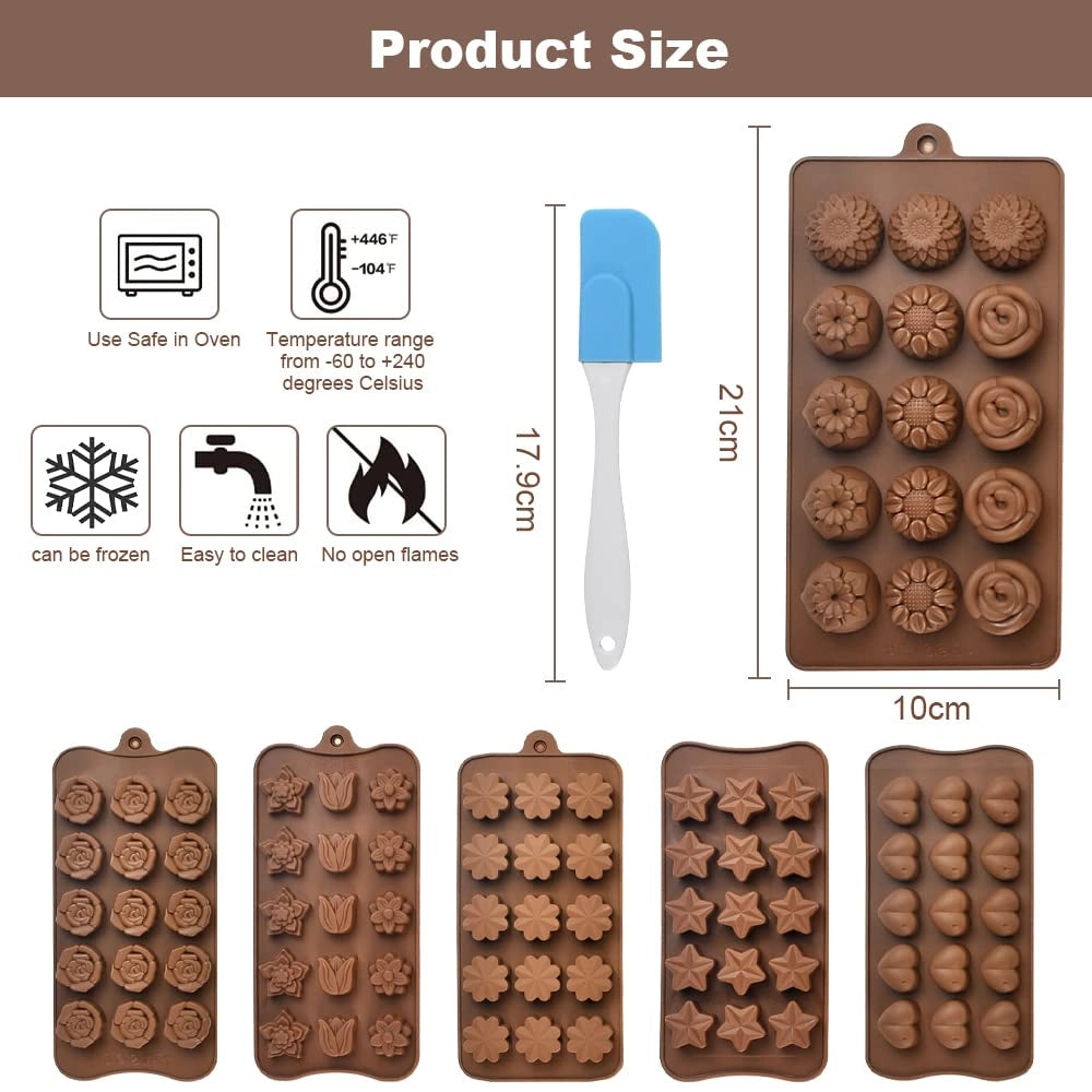 Set da 6 stampi in silicone per caramelle, 11 forme diverse, antiaderenti, senza BPA