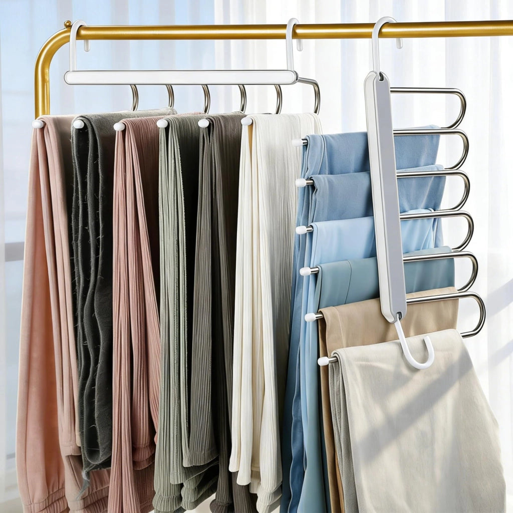 Porta pantaloni multifunzione, acciaio inossidabile, 2 pezzi, 32,5x31,5 cm, grigio
