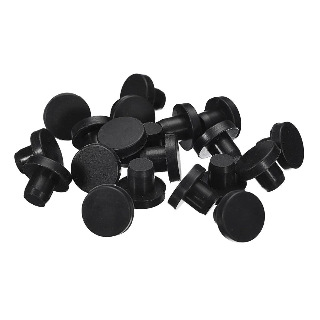 Confezione da 20 tappi in gomma, neri, impermeabili, per fori di 8,5–9 mm