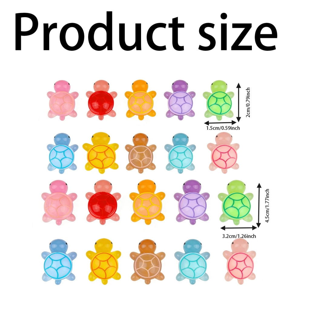 20 piccole tartarughe decorative in resina, di due dimensioni diverse, colorate
