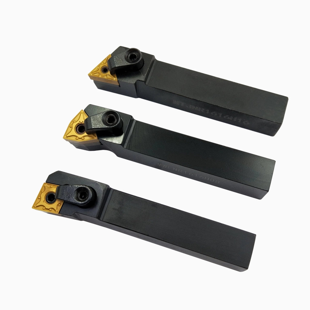 3 pezzi di tornio CNC, utensili per tornitura in metallo duro con inserti, set MTJNR1616H16 + MWLNR1616H08 + MCLNR1616H12 con 3 inserti in metallo duro WNMG431, CNMG431, TNMG331, con inserti