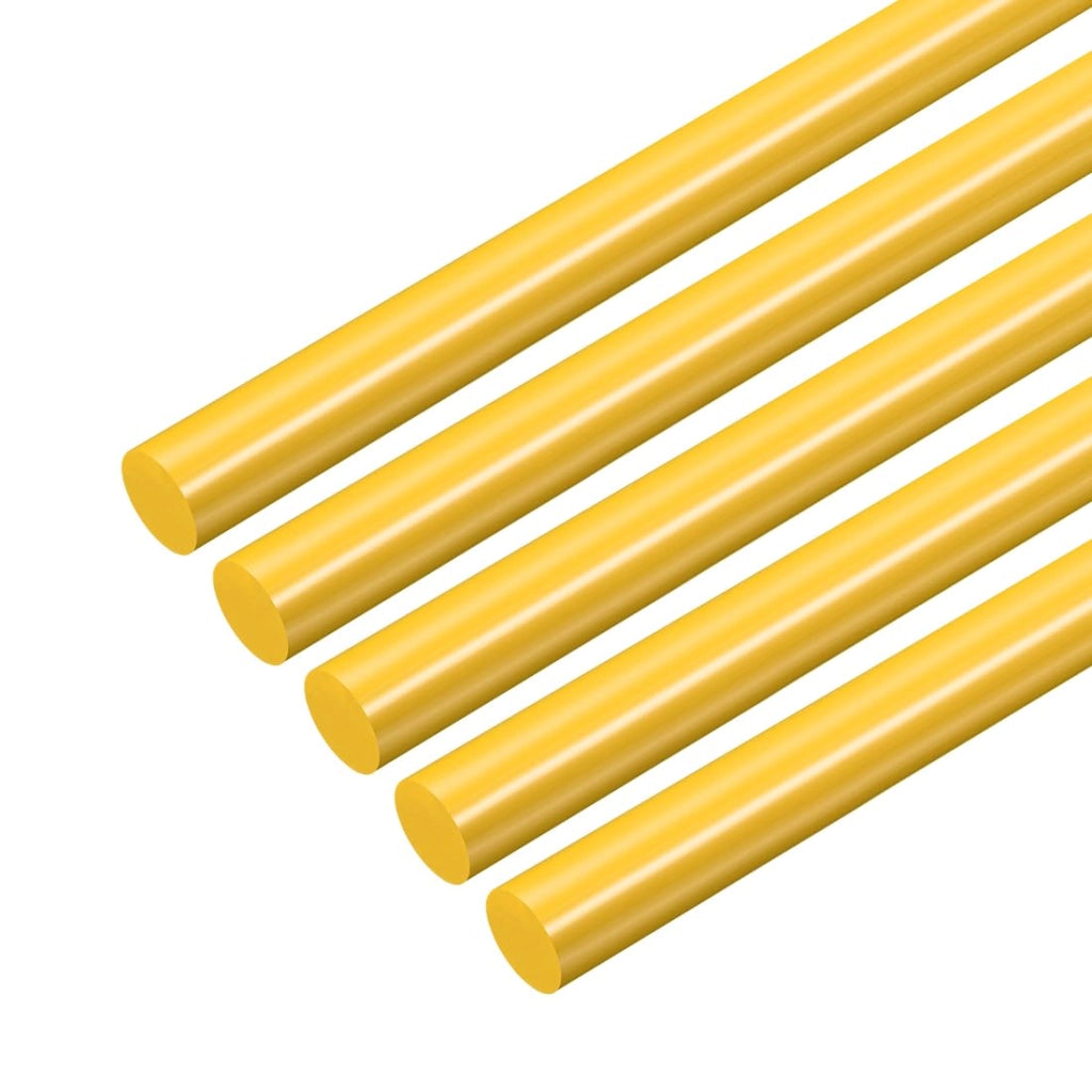 5 aste in plastica ABS, colore giallo, 4 x 250 mm, forma cilindrica, per modellismo fai-da-te