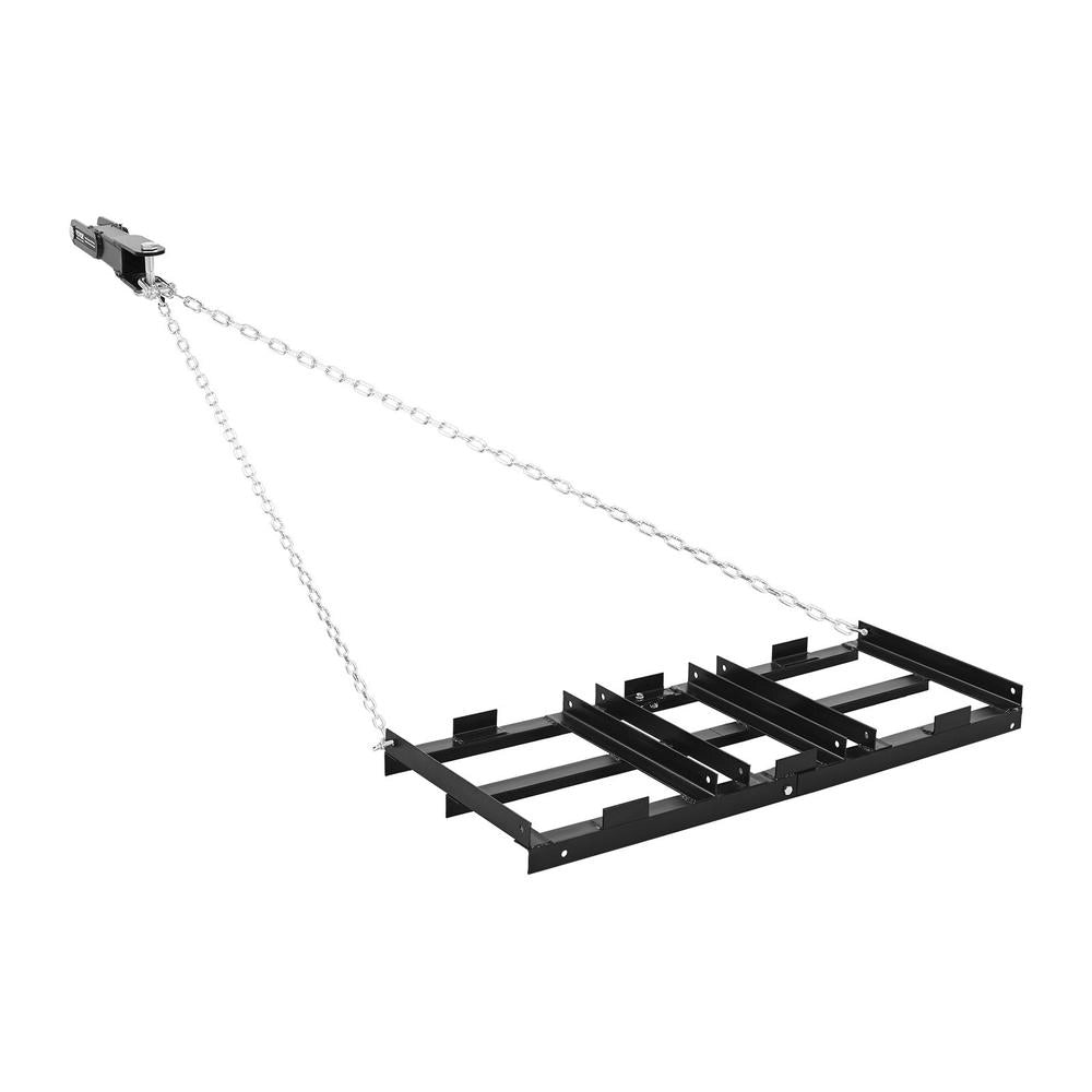 Erpice Trainato per Prato e Terreno 122 x 50 cm Rastrello Livellatore in Acciaio con Catena per Giardino Vialetti Compatibile ATV UTV