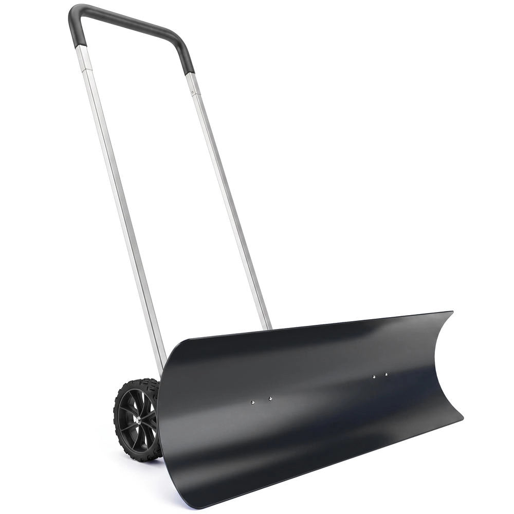 Pala da neve con ruote in alluminio 95 cm, spazzaneve manuale regolabile ed ergonomico per viale e giardino