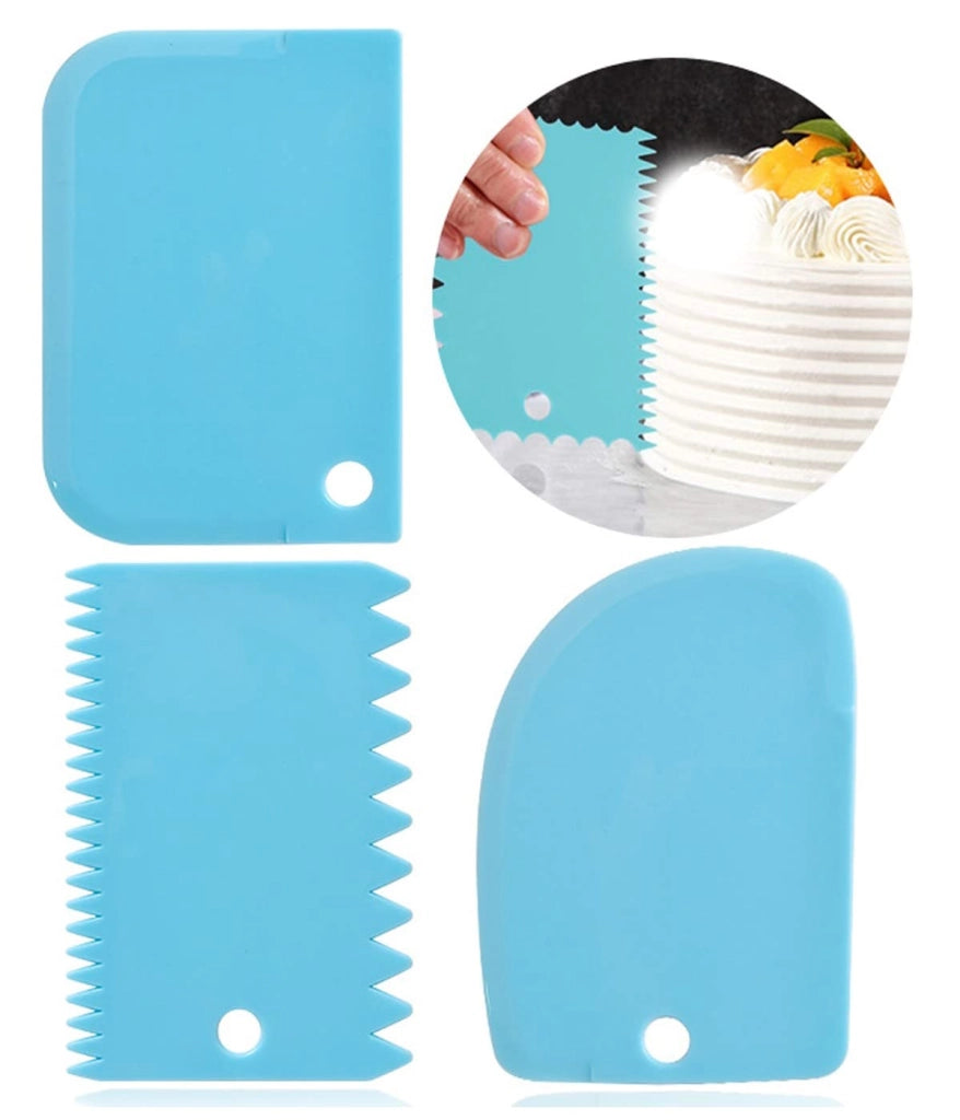 Set di spatole per stendere la glassa, 3 pezzi, plastica, colore blu