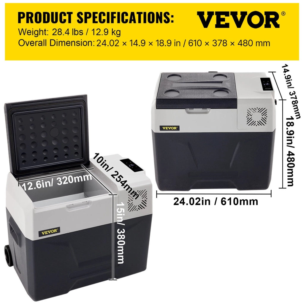 Mini frigorifero portatile 40L con congelatore a compressore, schermo LED digitale, 12 V / 24 V DC e 220 V AC, per auto, camion, barca e campeggio