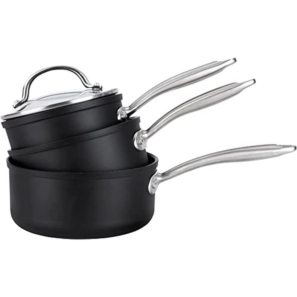 Set di pentole in acciaio inox, 3 pezzi, diametro 16/18/20 cm, alluminio, antiaderente, resistente ai graffi, adatto per induzione