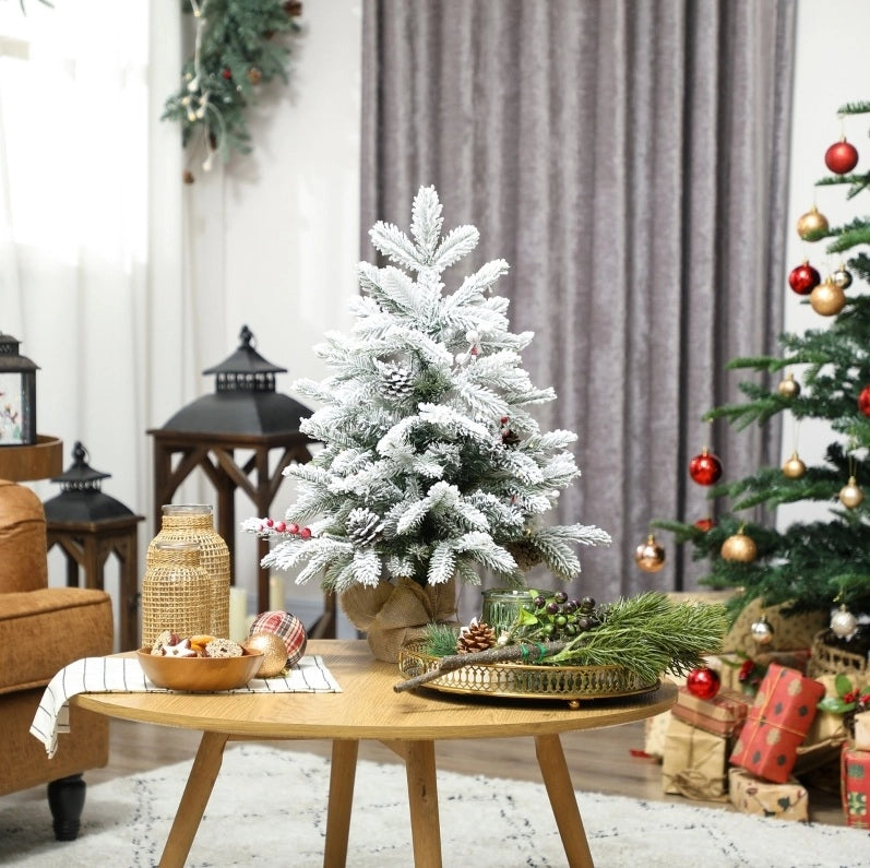 Albero di Natale Mini 60 cm con 35 LED e Effetto Neve; Bianco; da Tavolo