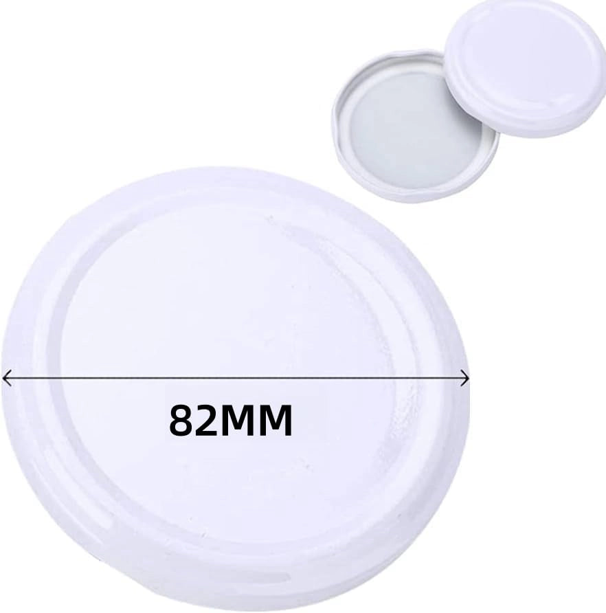 12 coperchi in metallo da 82 mm, a chiusura a vite, colore bianco