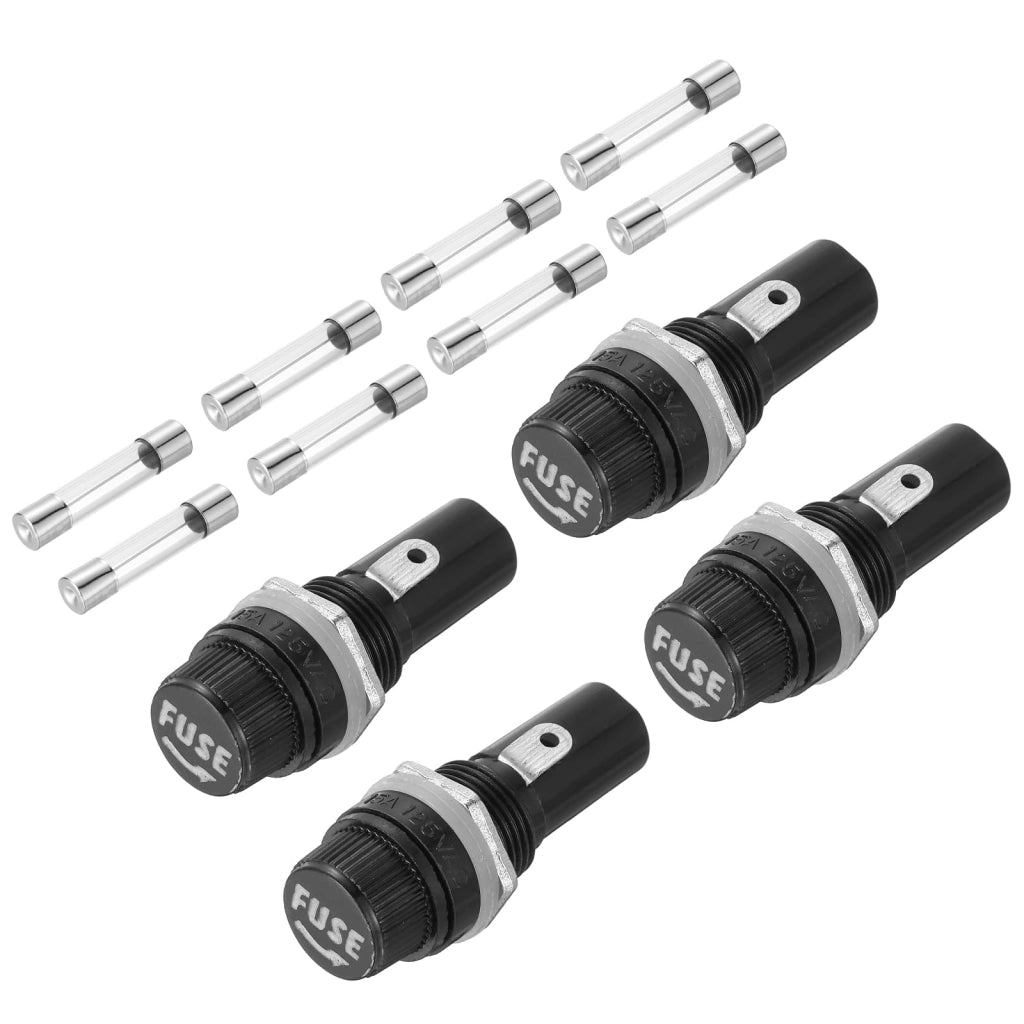 Set di supporti per fusibili, 4 pezzi, dimensioni 6x30 mm, 125V AC, 15A, con sistema di chiusura a vite