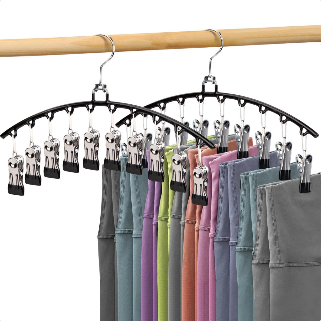 Grucce per pantaloni con clip, 20 clip, confezione da 2 pezzi, colore nero, materiale: metallo