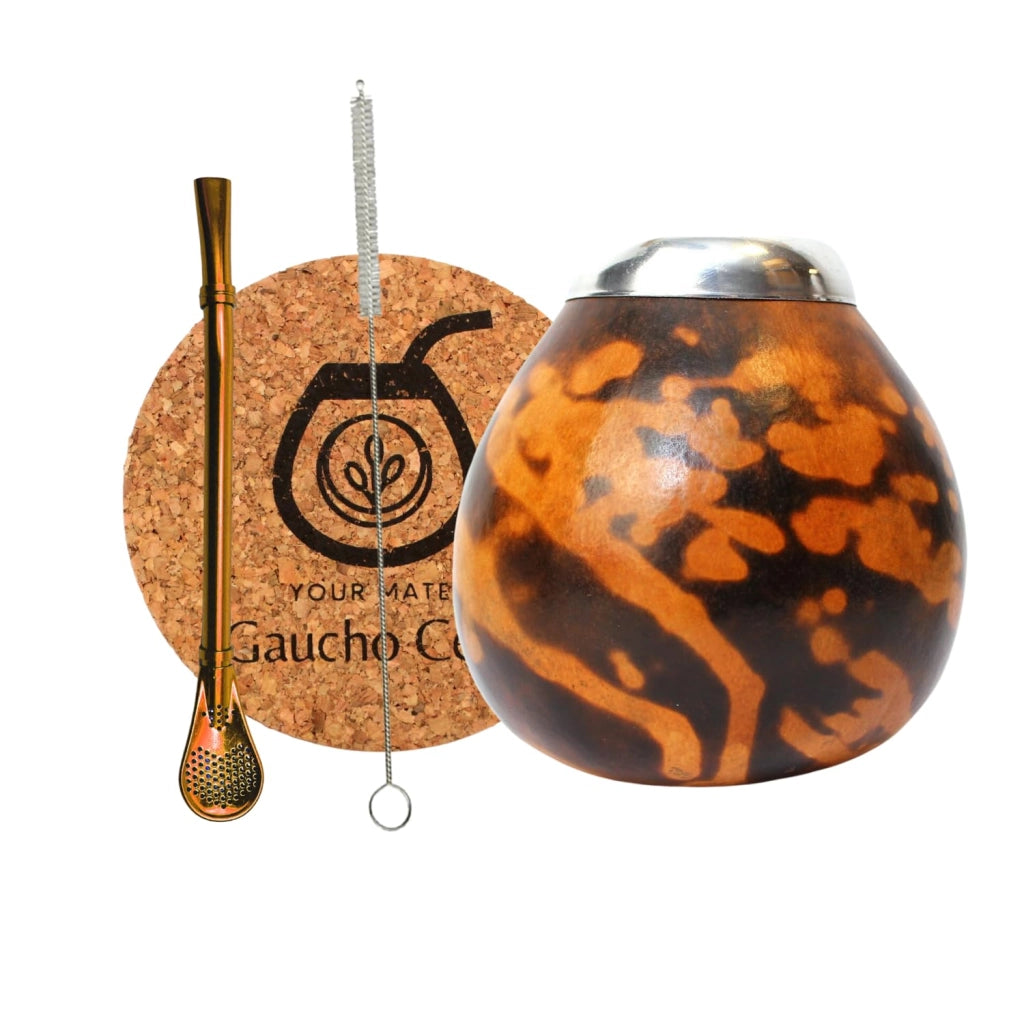 Set per preparare la yerba mate: zucca naturale (200 ml) + bombilla (cannuccia) da 15,5 cm