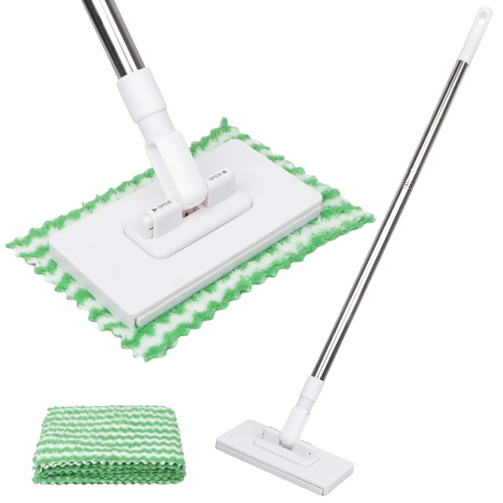 Mocio con sistema di fissaggio a pressione, 10 panni in microfibra, asta da 100 cm
