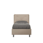 Letto Singolo Imbottito in Similpelle 80x210 Senza Rete Appia Tortora