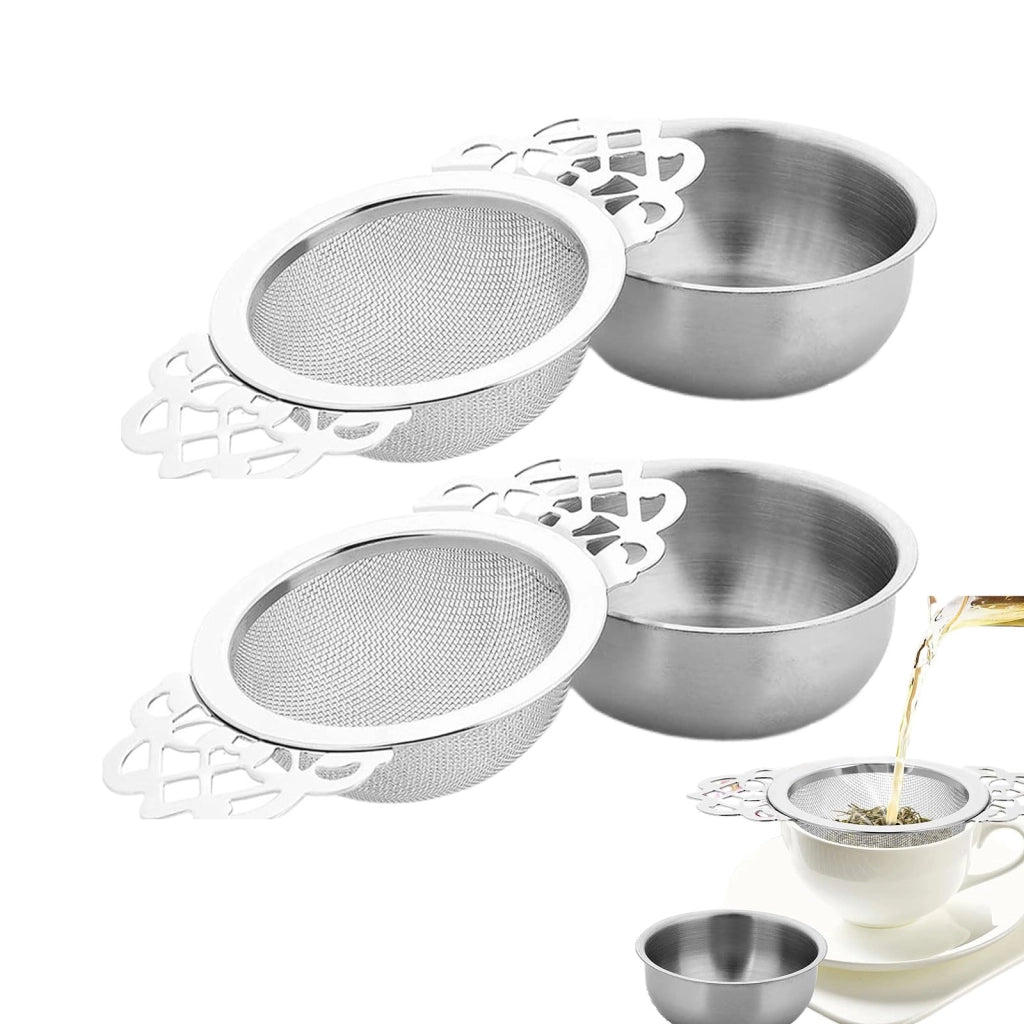 Set da 2 filtri per tè in acciaio inossidabile, riutilizzabili e a maglia fine