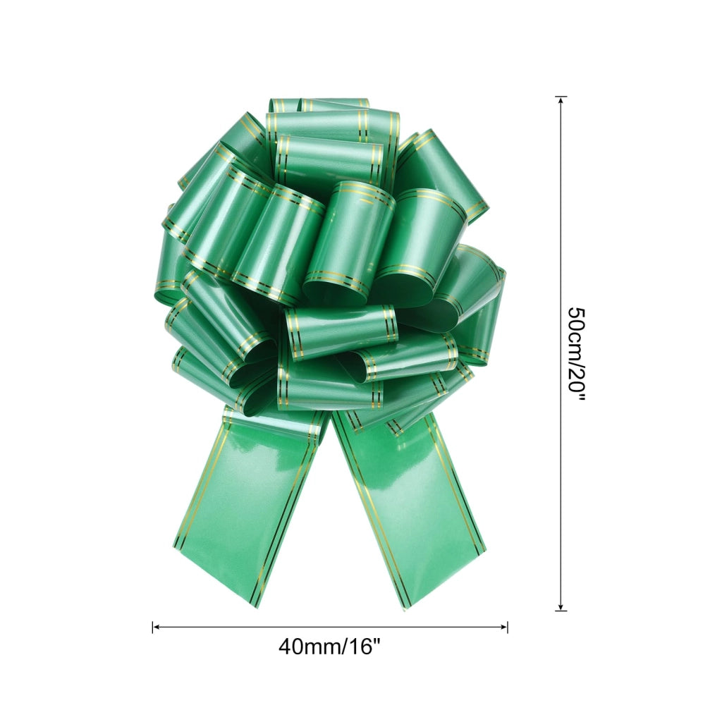 Grande fiocco metallizzato da 40 cm, con bordo dorato, di colore verde scuro, ideale per confezioni regalo