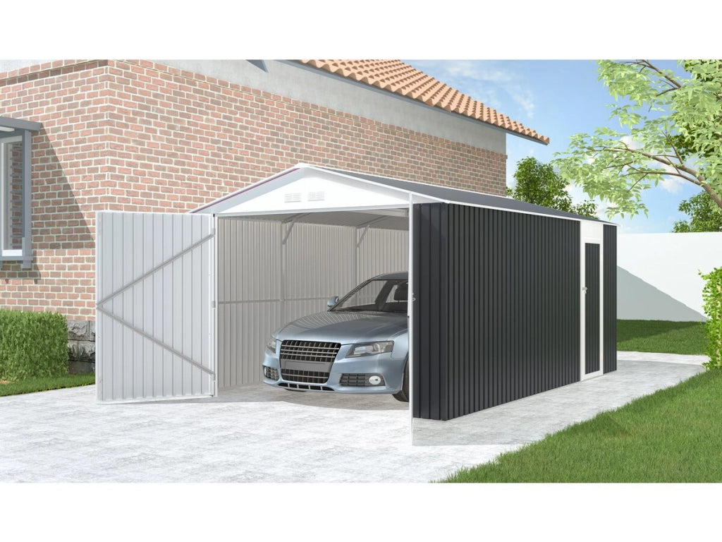 Garage in metallo "Houston" - 18,56 m² con pannello solare - Antracite