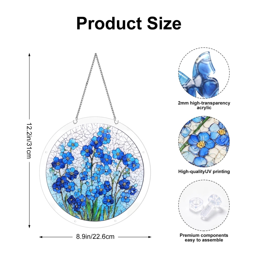 Puzzle in acrilico, decorazione per finestre, fai da te, 22,6 x 22,6 cm, blu, elemento decorativo per finestre