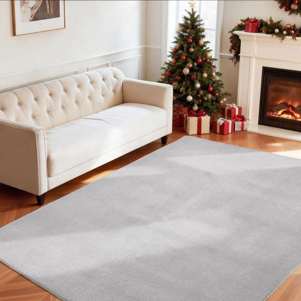 Tappeto a pelo basso, 160x220 cm, grigio chiaro, design moderno, lavabile
