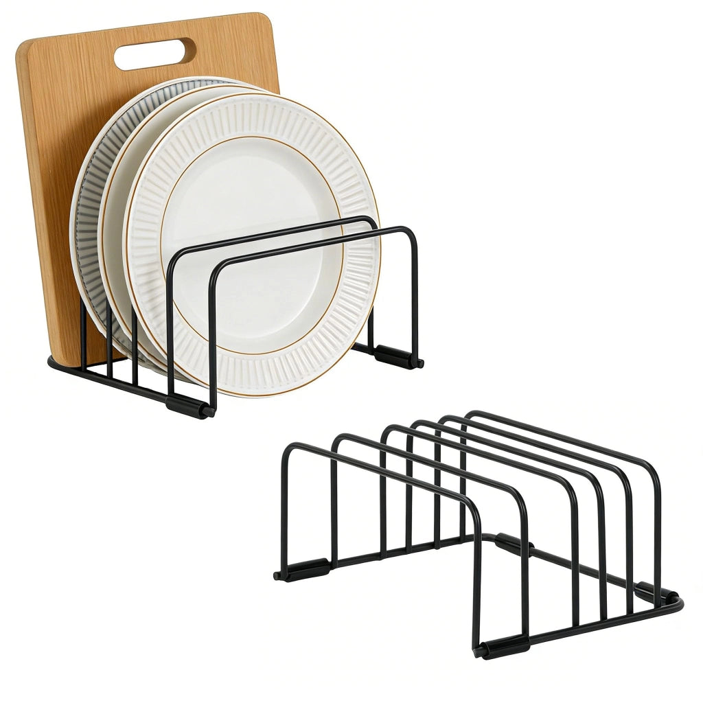 Supporto per taglieri in metallo, set da 2, con 5 scomparti, organizer per teglie da forno